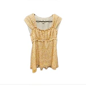 Babydoll Smocked Top Cato Size Large Ruffles Flowy Short Sleeve Top Feminine